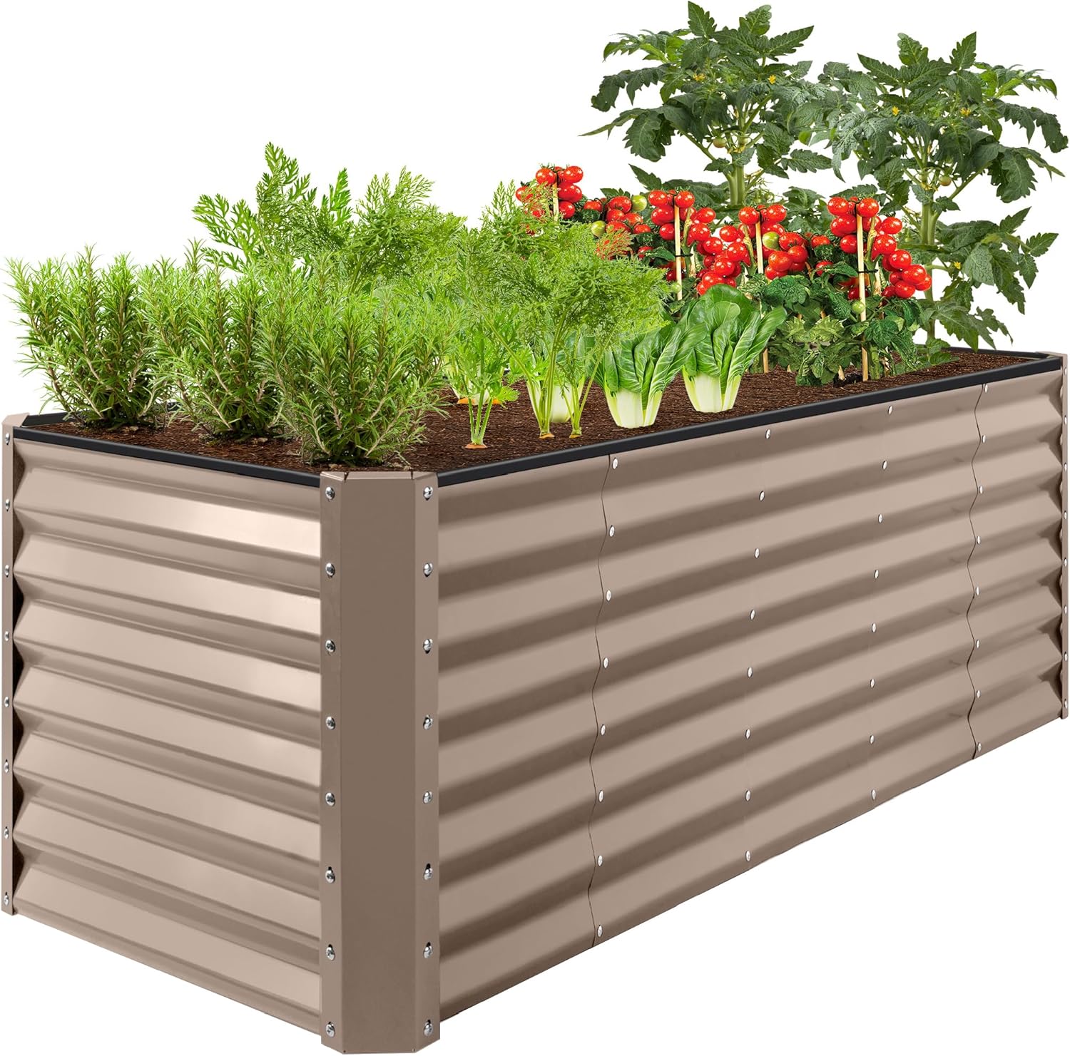 Best Choice Products 8x4x2ft Outdoor Metal Raised Garden Bed, Deep Root Planter Box for Vegetables, Herbs & Flowers, 478-Gallon Capacity, 100% Non Toxic Materials - Gray