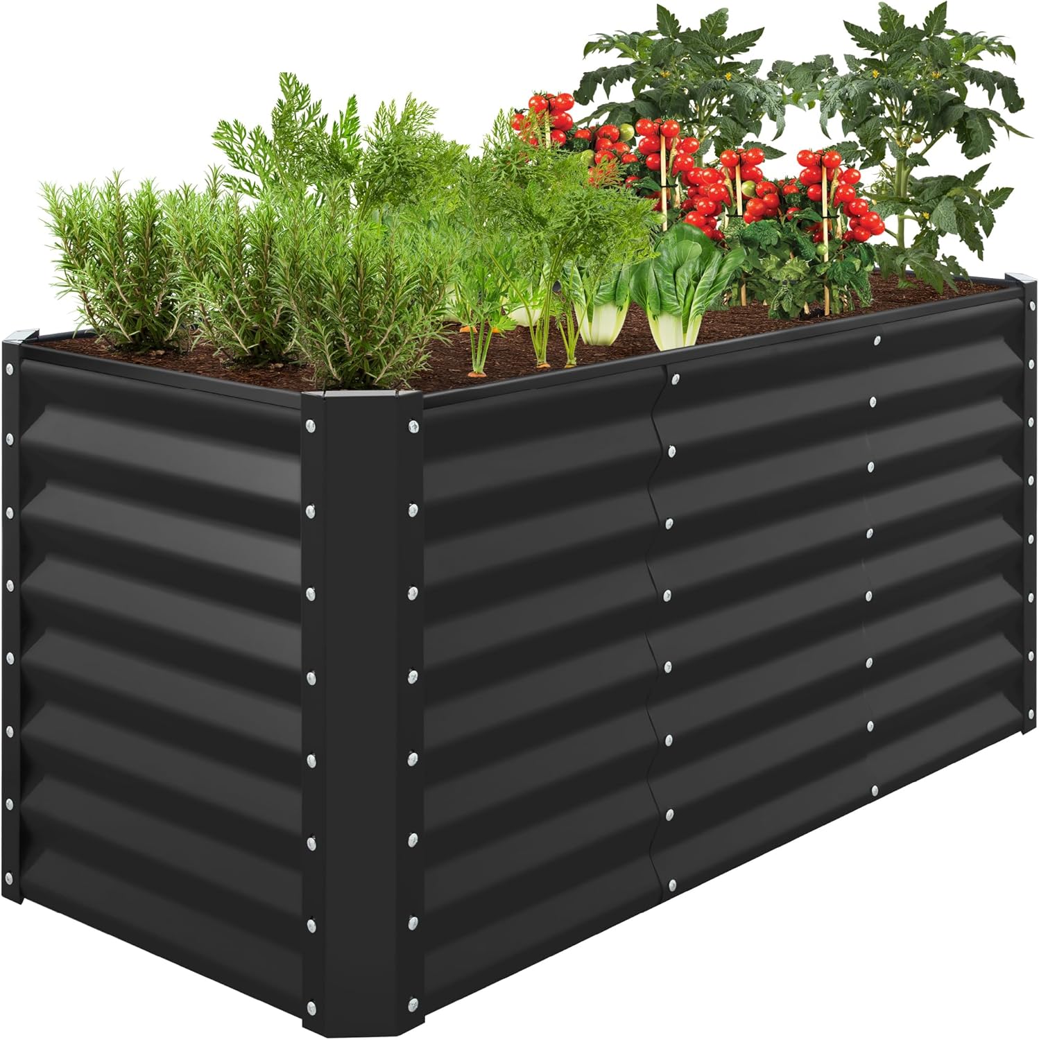 Best Choice Products 8x4x2ft Outdoor Metal Raised Garden Bed, Deep Root Planter Box for Vegetables, Herbs & Flowers, 478-Gallon Capacity, 100% Non Toxic Materials - Gray