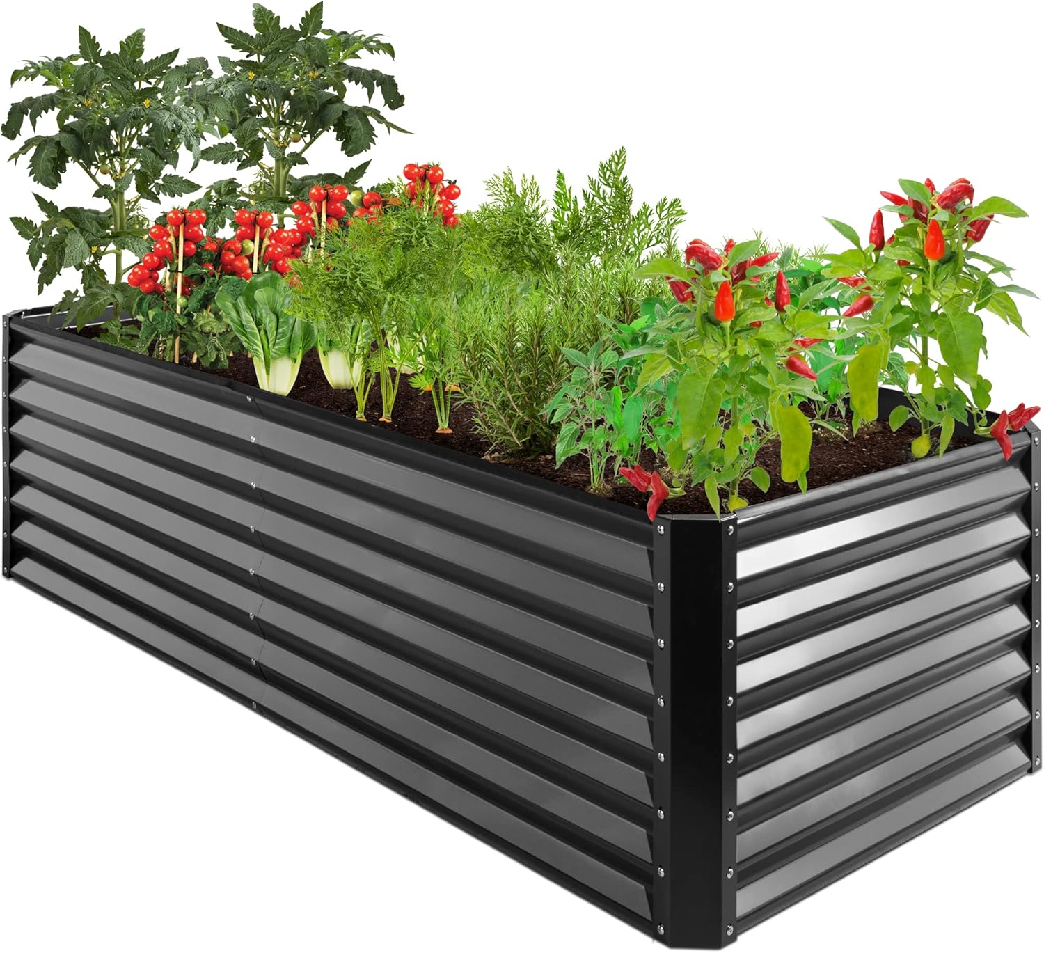 Best Choice Products 8x4x2ft Outdoor Metal Raised Garden Bed, Deep Root Planter Box for Vegetables, Herbs & Flowers, 478-Gallon Capacity, 100% Non Toxic Materials - Gray