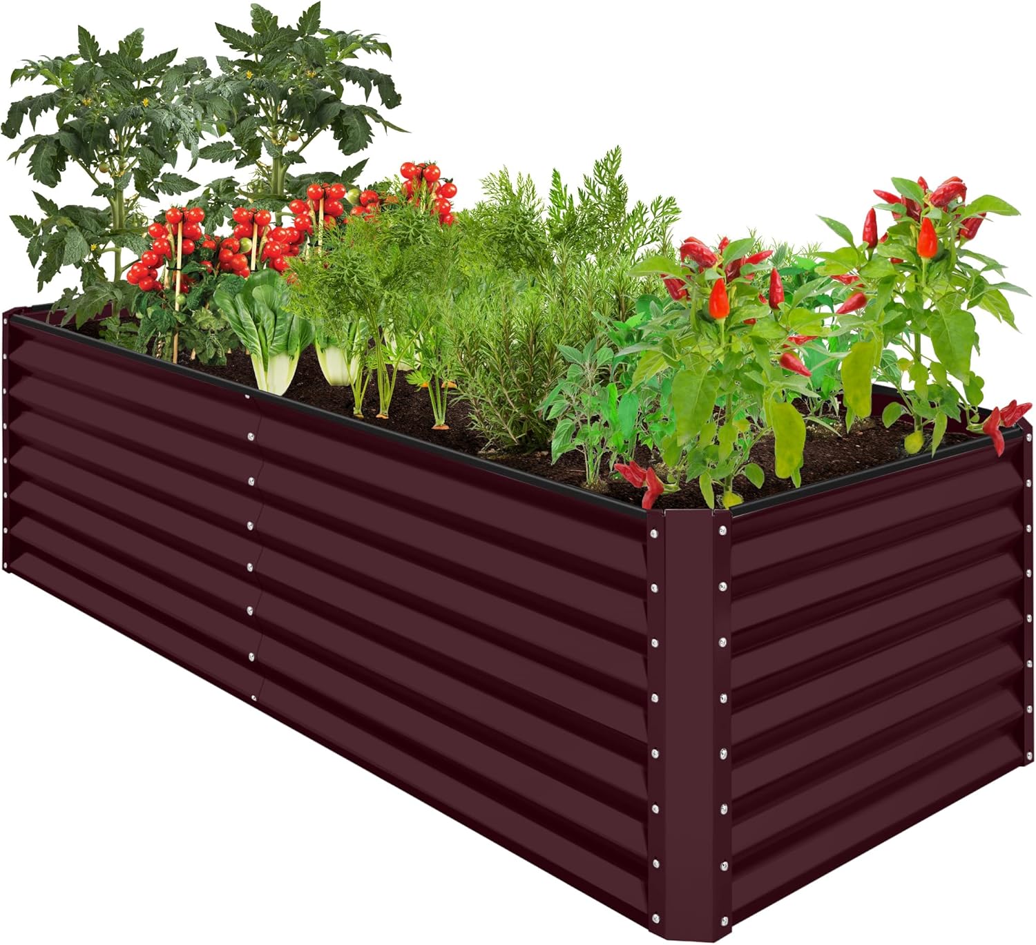 Best Choice Products 8x4x2ft Outdoor Metal Raised Garden Bed, Deep Root Planter Box for Vegetables, Herbs & Flowers, 478-Gallon Capacity, 100% Non Toxic Materials - Gray