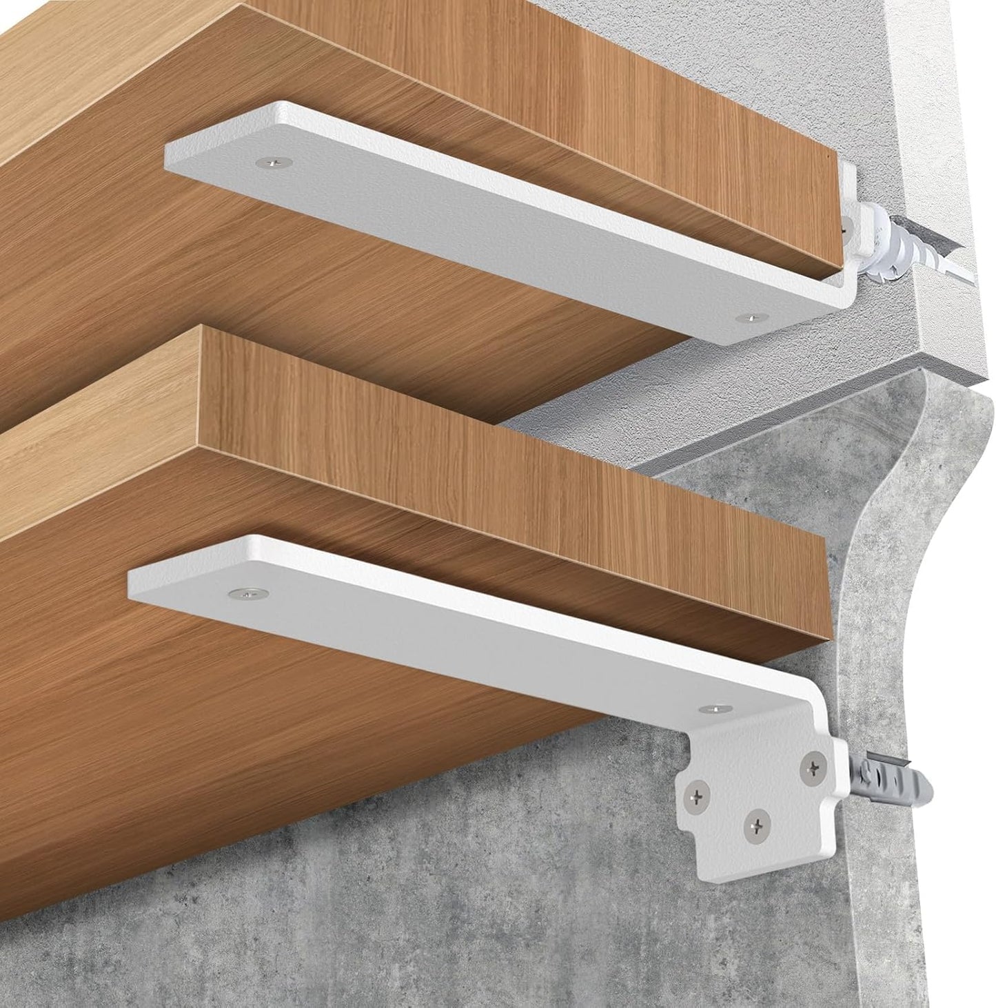 Shelf Brackets 12 Inch (Excluding Shelves), 6 Pack Heavy Duty Floating Shelf Brackets for Shelves, Black Coated Metal Shelf Hardware, Hidden L Shelf Support Bracket with 160 lb Load Capacity