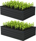 8x4x1ft(2 Pack) Galvanized Raised Garden Bed,Outdoor Planter Box Metal Patio Kit Planting Bed for Vegetables Flowers Herb,Silver
