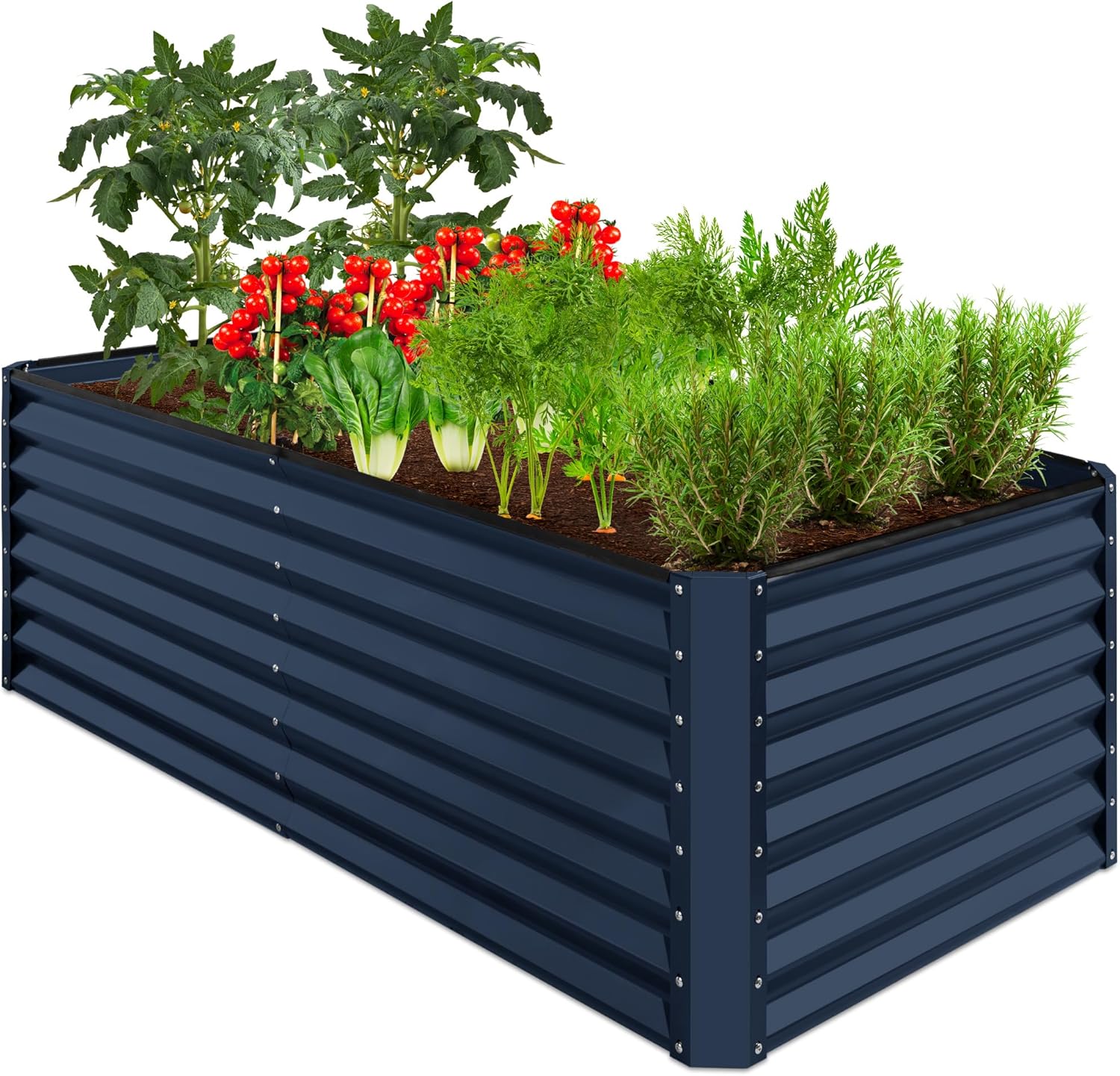 Best Choice Products 8x4x2ft Outdoor Metal Raised Garden Bed, Deep Root Planter Box for Vegetables, Herbs & Flowers, 478-Gallon Capacity, 100% Non Toxic Materials - Gray