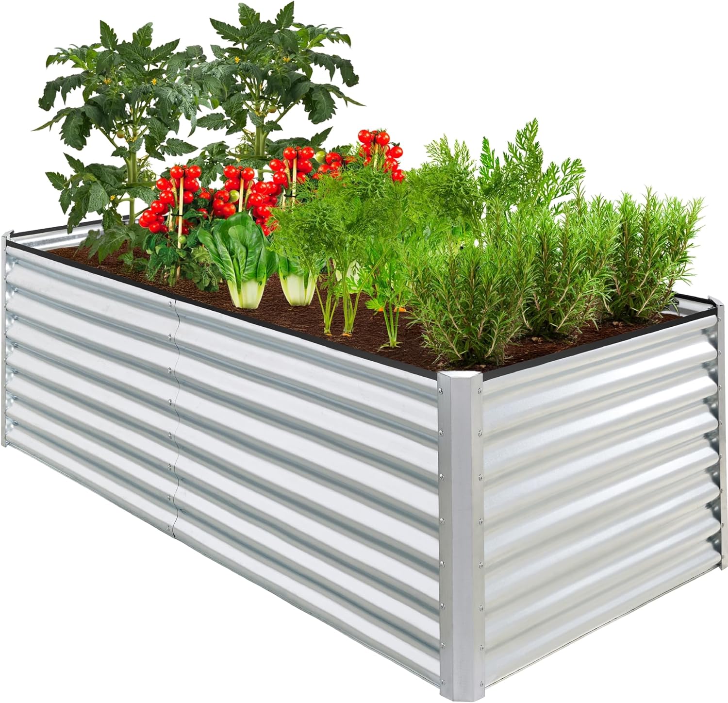 Best Choice Products 8x4x2ft Outdoor Metal Raised Garden Bed, Deep Root Planter Box for Vegetables, Herbs & Flowers, 478-Gallon Capacity, 100% Non Toxic Materials - Gray