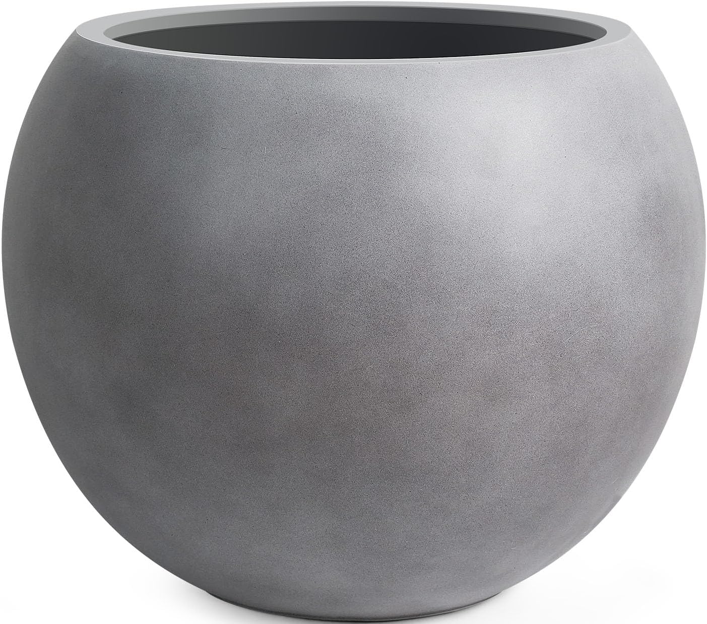 13.5 H x 17" Dia (12" Pot Opening) Round Fiberstone Planter with Drainage Hole, Black, Indoor/Outdoor Large Plant Pot for Home Patio Garden, Ideal for Large Plants