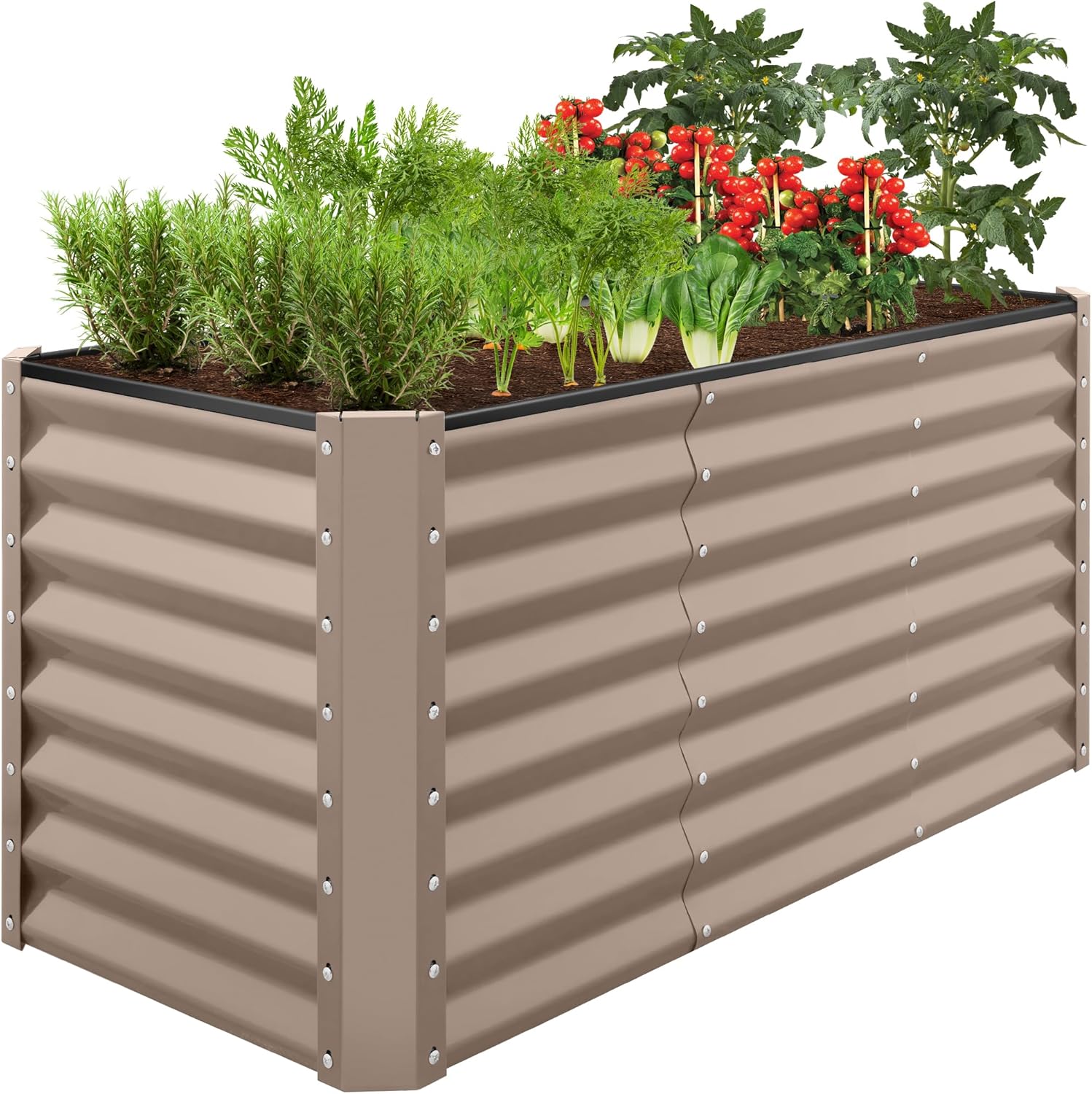 Best Choice Products 8x4x2ft Outdoor Metal Raised Garden Bed, Deep Root Planter Box for Vegetables, Herbs & Flowers, 478-Gallon Capacity, 100% Non Toxic Materials - Gray