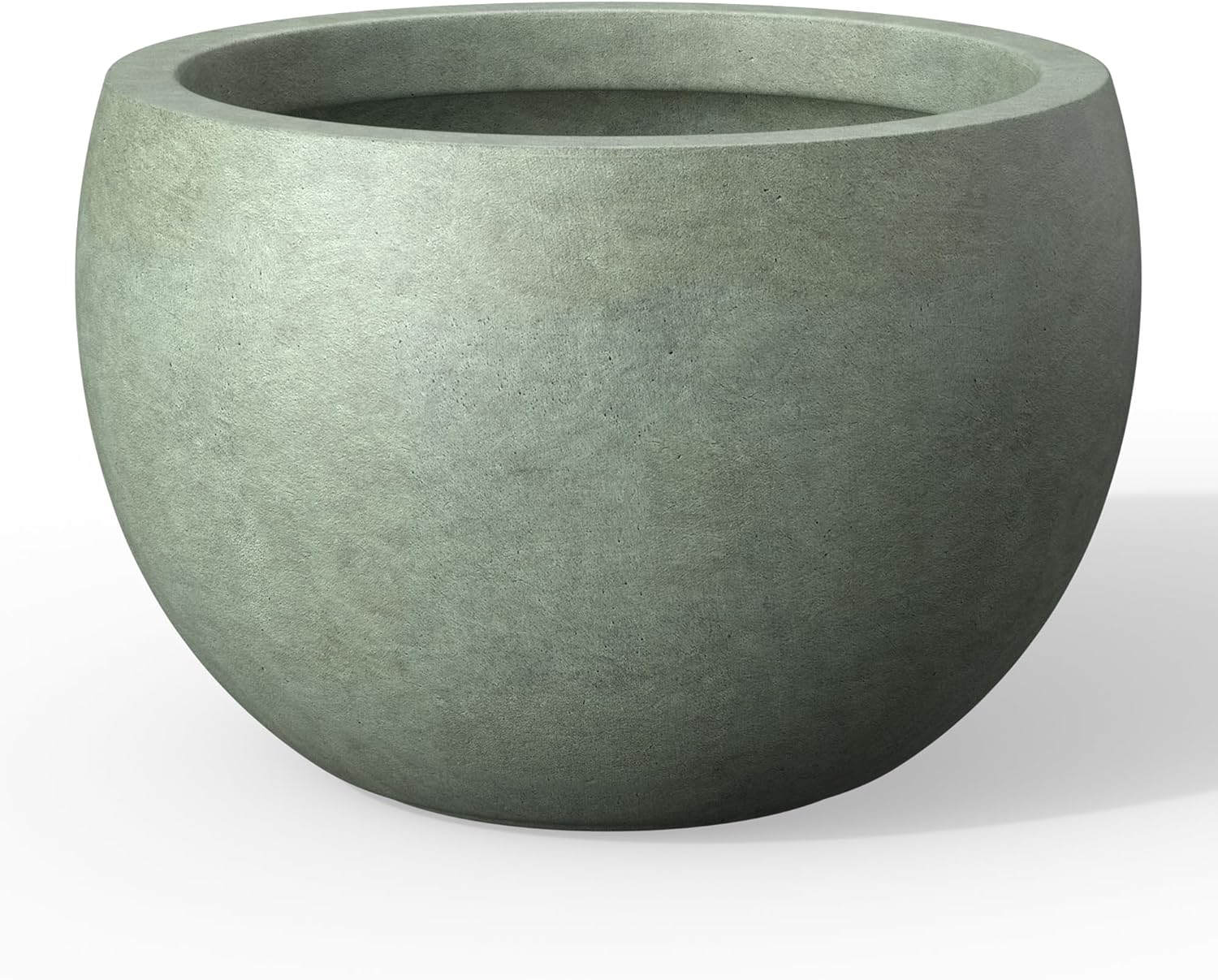 Kante 15.7" Dia Round Concrete Planter, Outdoor/Indoor Large Bowl Plant Pots with Drainage Hole and Rubber Plug for Garden Patio Balcony Home, Charcoal