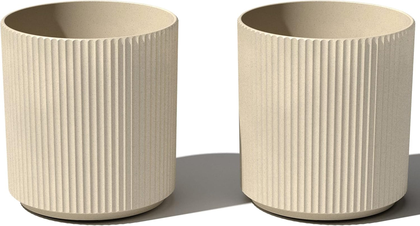 Veradek Demi Series Round Planter for Porch, Patio, Backyard | Durable Plastic-Stone Composite Material | Modern Décor for Tall Plants, Flowers