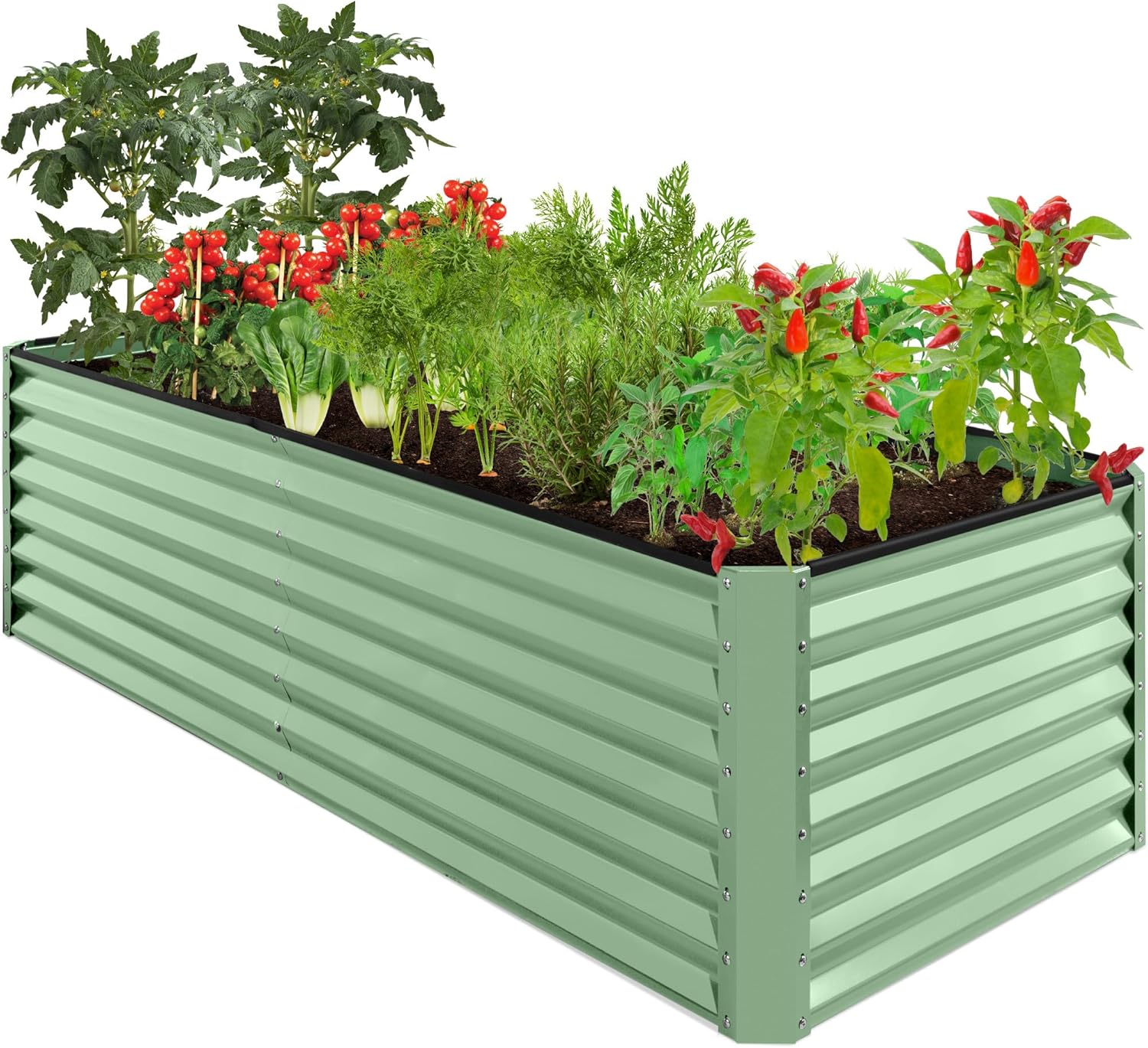 Best Choice Products 8x4x2ft Outdoor Metal Raised Garden Bed, Deep Root Planter Box for Vegetables, Herbs & Flowers, 478-Gallon Capacity, 100% Non Toxic Materials - Gray