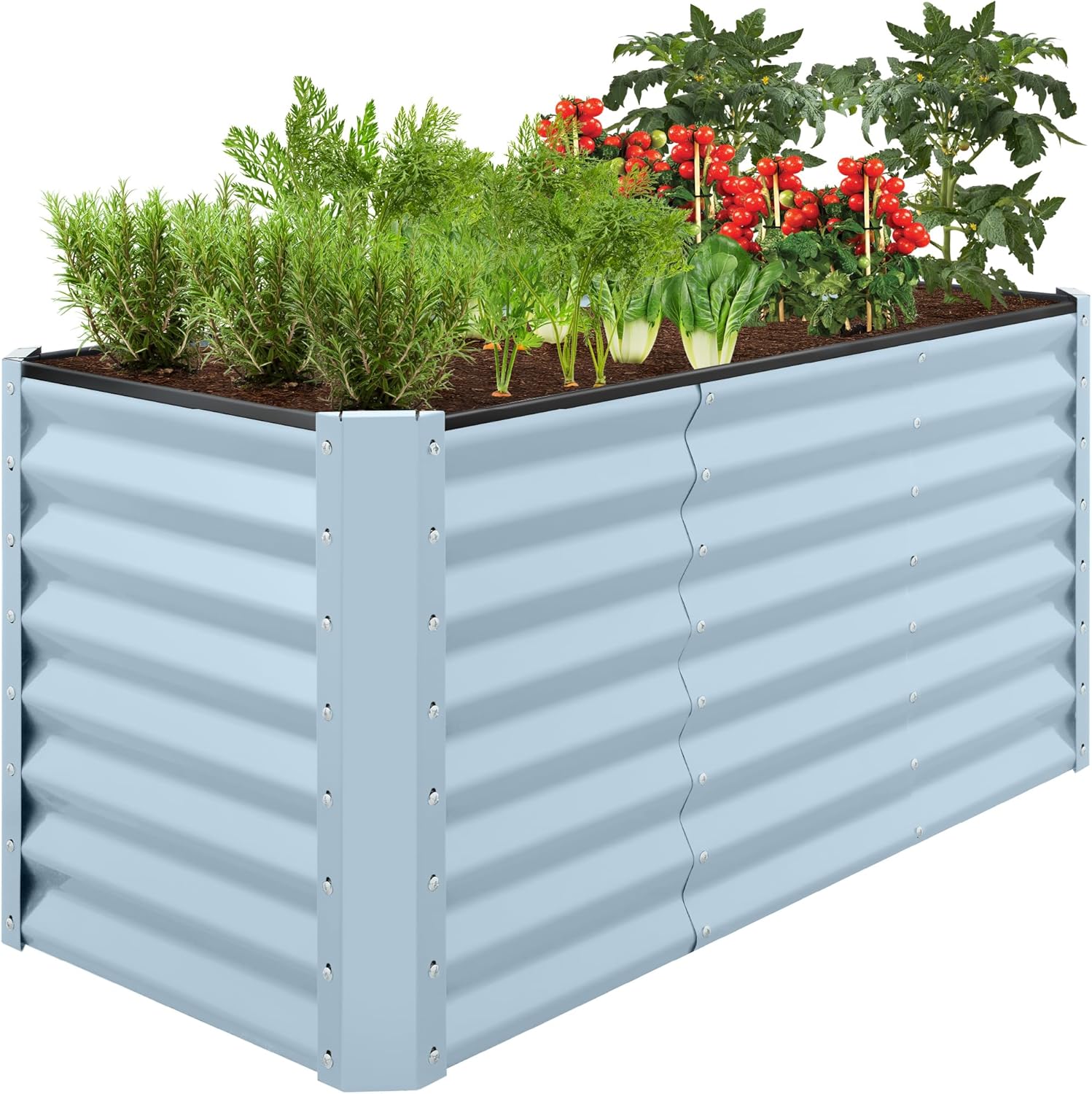 Best Choice Products 8x4x2ft Outdoor Metal Raised Garden Bed, Deep Root Planter Box for Vegetables, Herbs & Flowers, 478-Gallon Capacity, 100% Non Toxic Materials - Gray