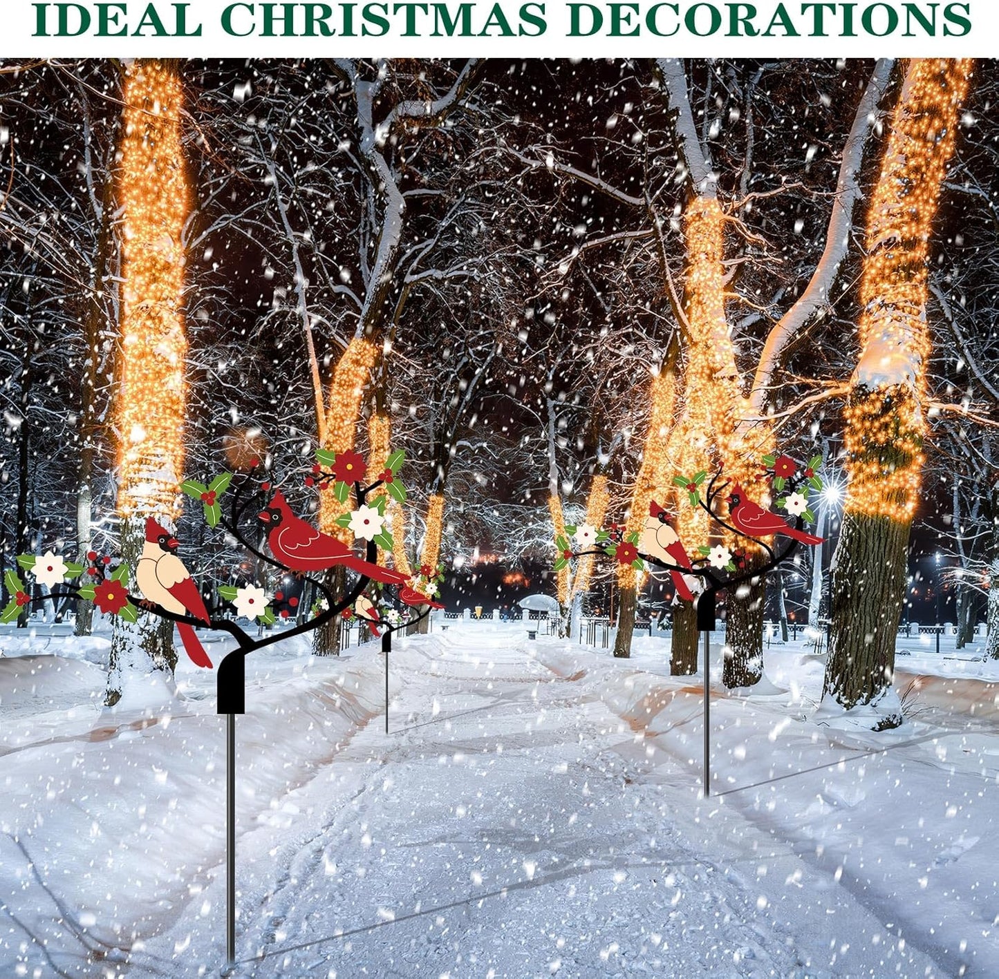 4 Pcs Cardinal Decor Sign Cardinal Garden Stakes Yard Sign Outdoor Decorations Spring Red Metal Bird Decorative for Lawn Garden Landscape Flower Bed Patio Yard