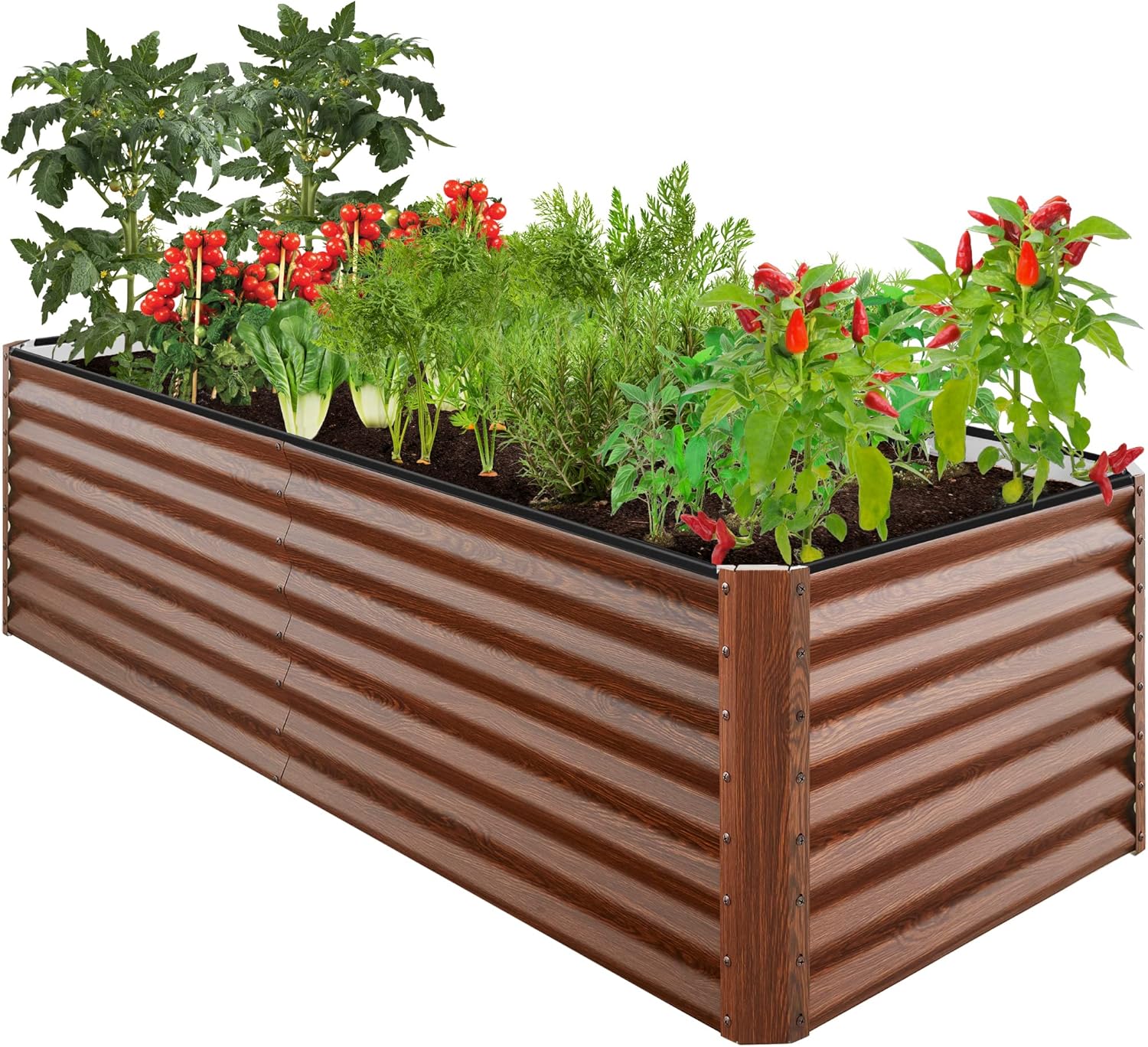 Best Choice Products 8x4x2ft Outdoor Metal Raised Garden Bed, Deep Root Planter Box for Vegetables, Herbs & Flowers, 478-Gallon Capacity, 100% Non Toxic Materials - Gray