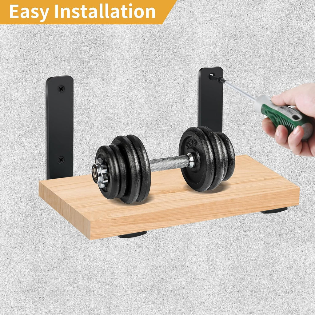 12 Pack - L 8" x H 6" x W1.5, 5mm Thick Black L Shelf Bracket, Iron Shelf Brackets, Metal Shelf Brackets, Floating Shelf, Shelf Supports with Screws