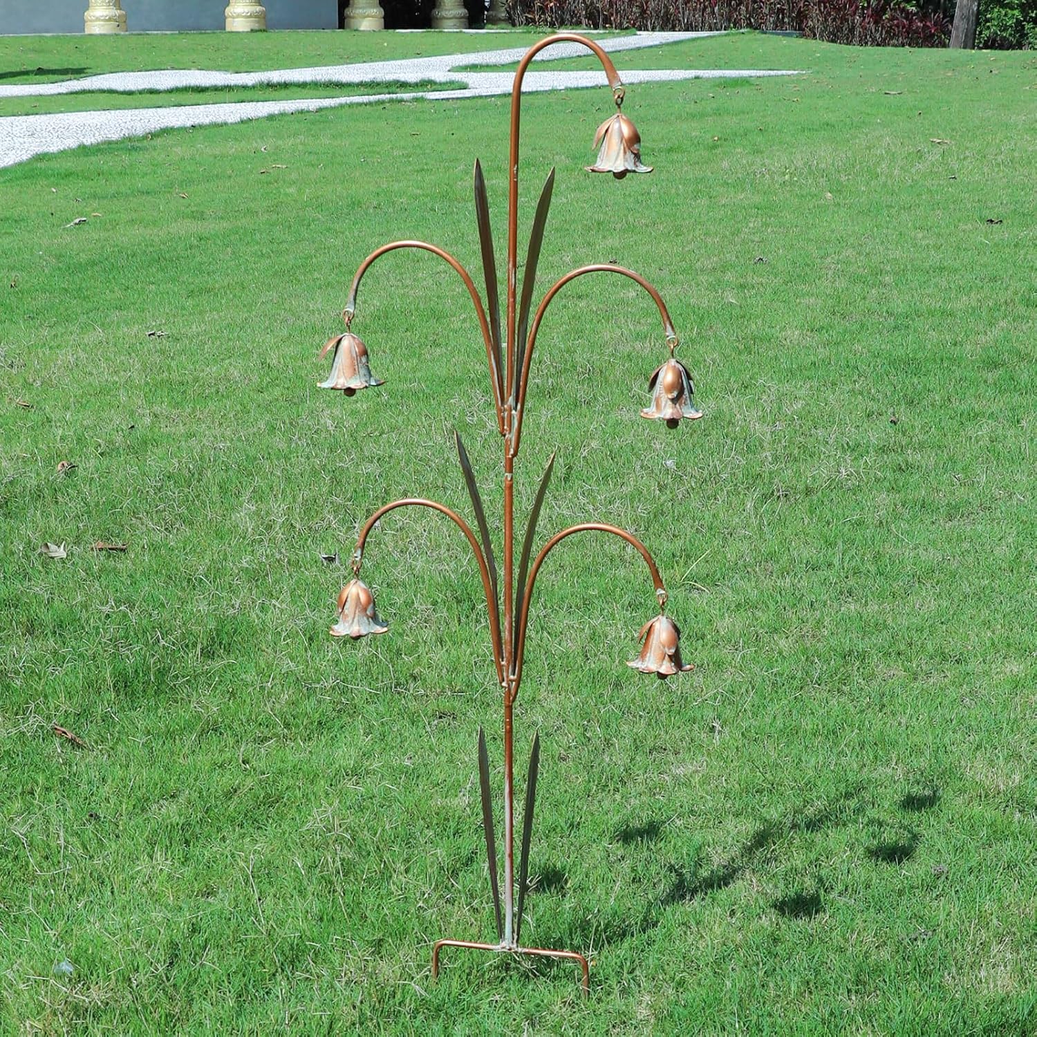 Gardens Metal Flowers with Bells for Outside Garden Art, Decorative Garden Stakes, Outdoor Decoration for Patio Garden Decor.