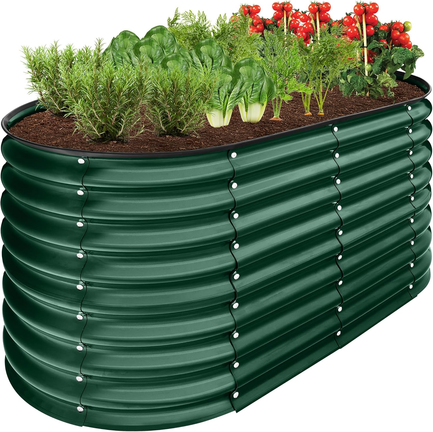 Best Choice Products 8x2x2ft Metal Raised Garden Bed, Oval Outdoor Deep Root Planter Box for Vegetables, Herbs w/ 4 Support Bars, 215 Gal Capacity - Charcoal
