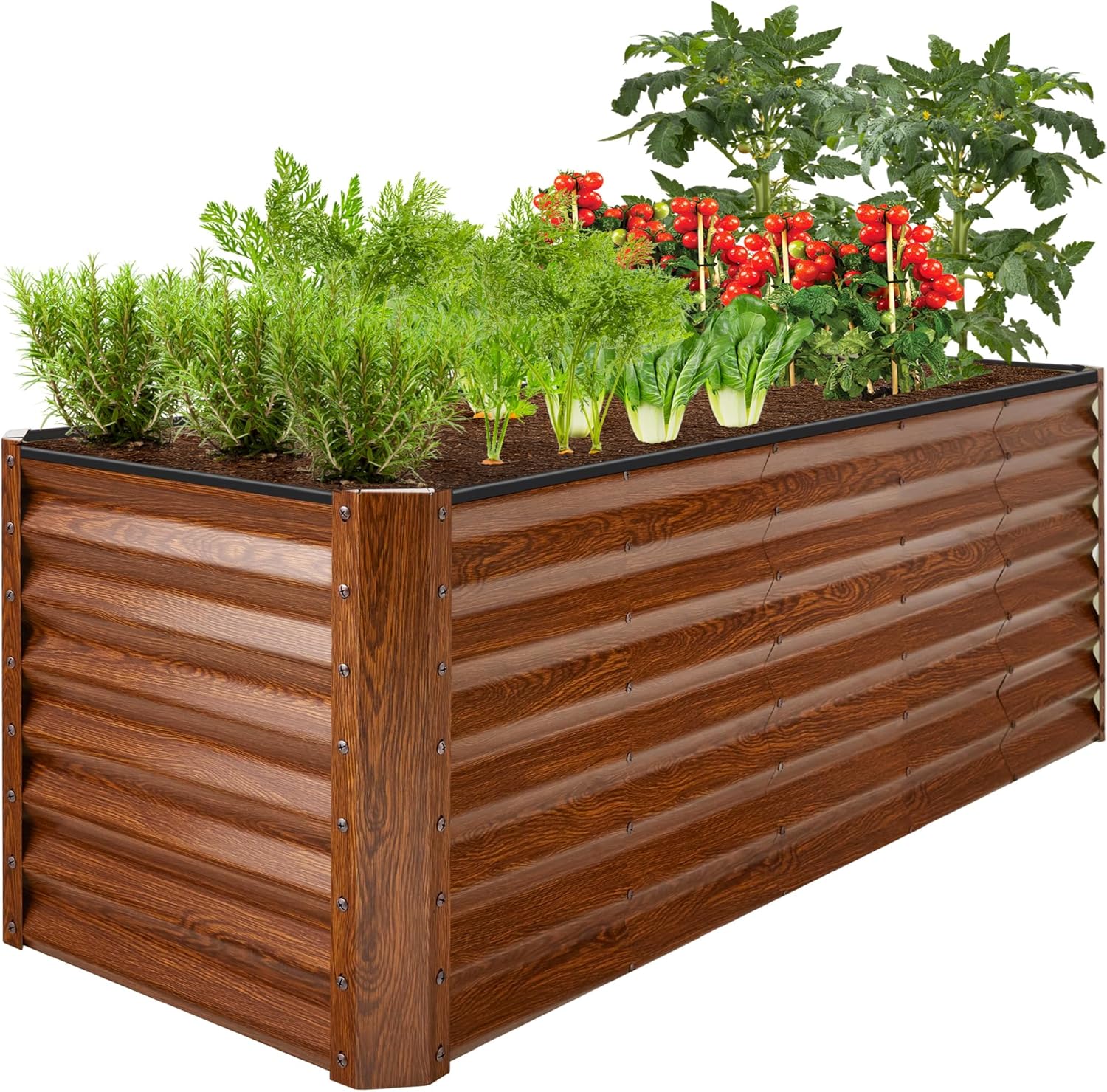 Best Choice Products 8x4x2ft Outdoor Metal Raised Garden Bed, Deep Root Planter Box for Vegetables, Herbs & Flowers, 478-Gallon Capacity, 100% Non Toxic Materials - Gray
