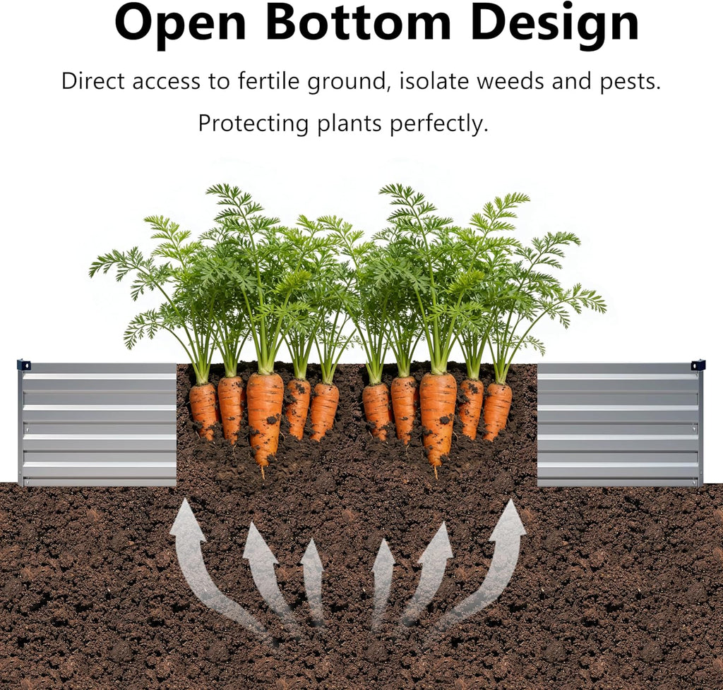 10x2x1ft(2 Pack) Galvanized Raised Garden Bed,Outdoor Planter Box Metal Patio Kit Planting Bed for Vegetables Flowers and Succulents,Silver